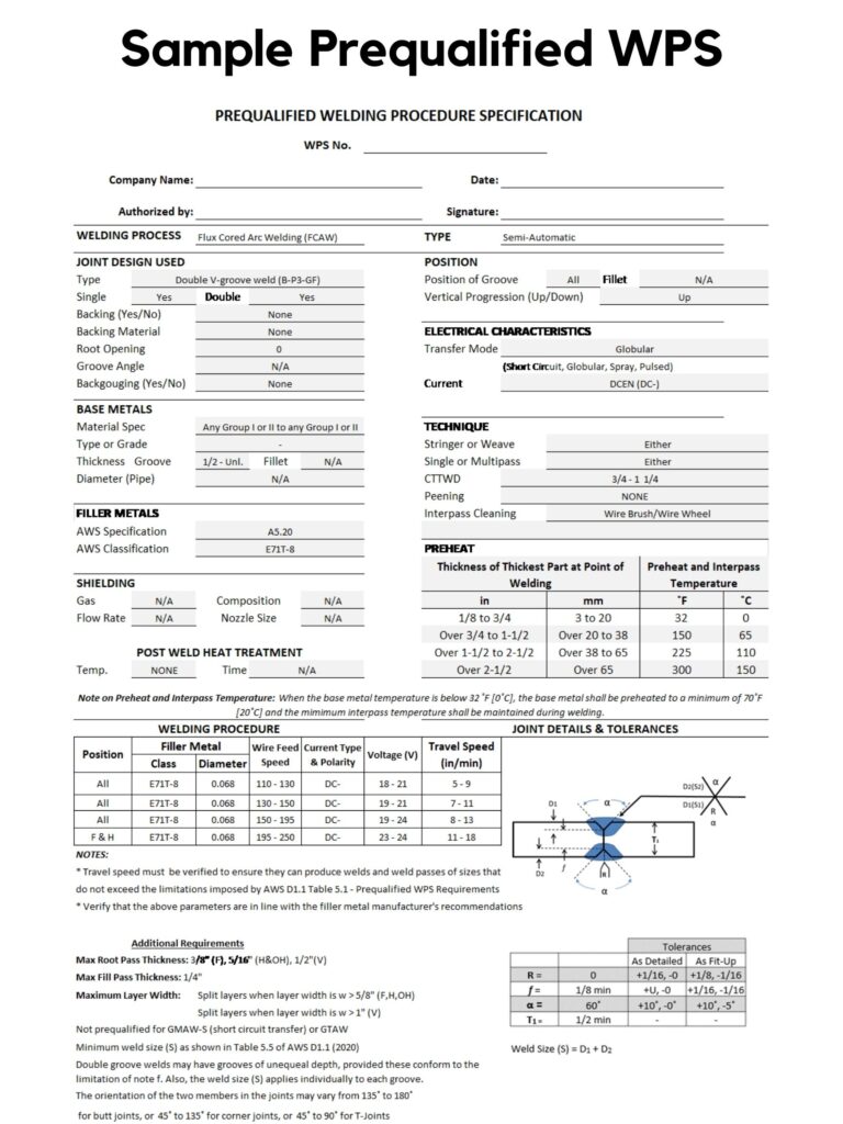 Sample Prequalified WPS | WELDING ANSWERS