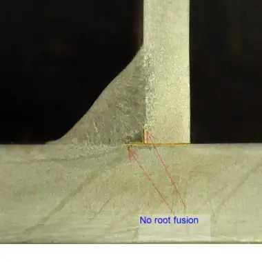 Lack of root fusion Common weld discontinuities that pass visual inspection undetected